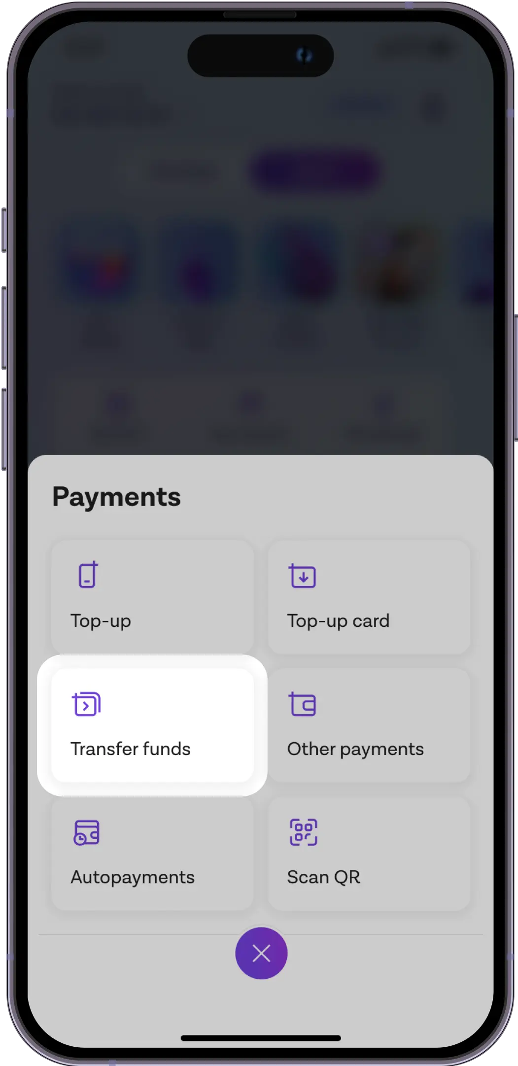 Tap on “Transfer”