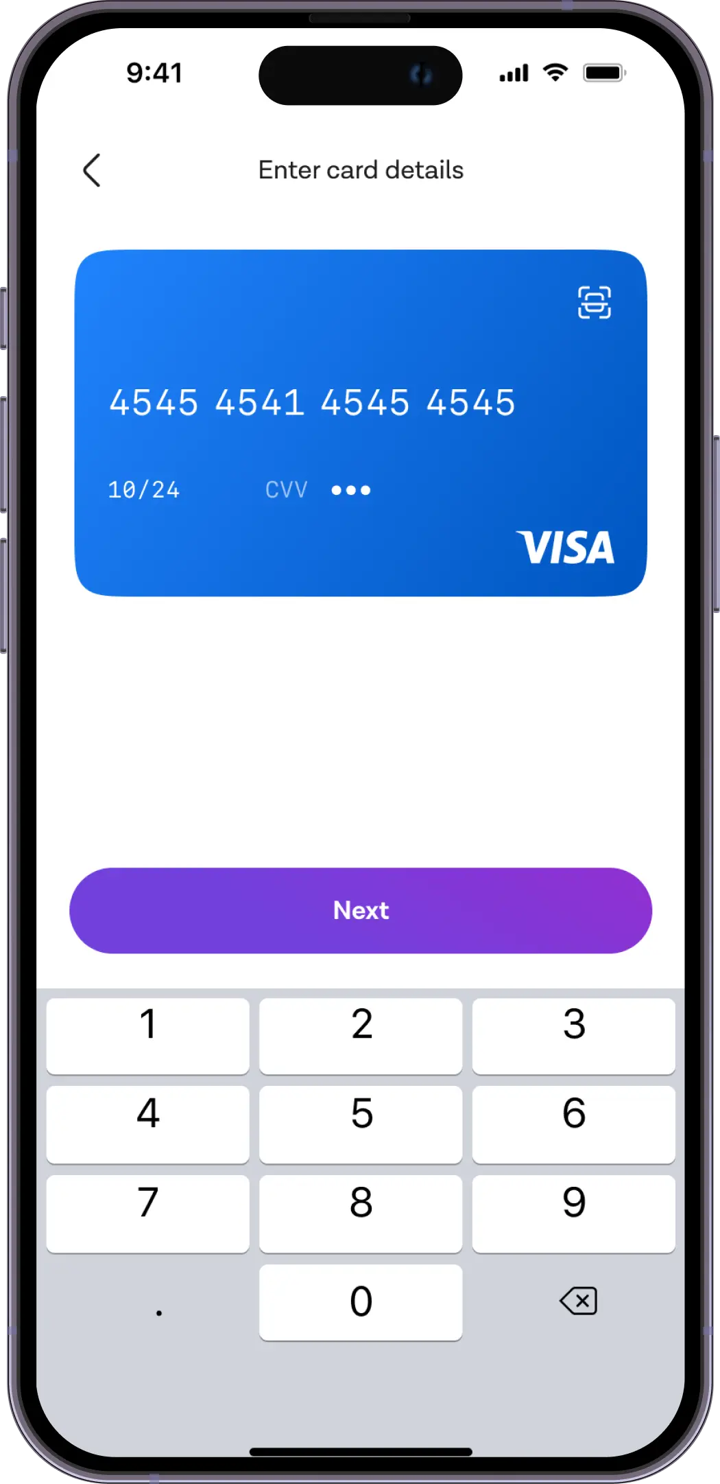 Enter card details