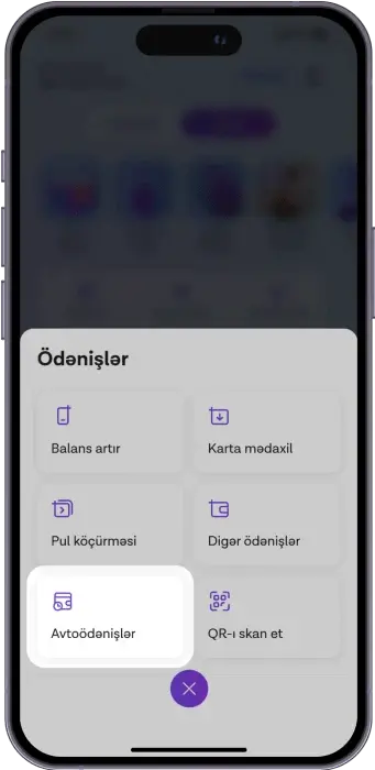 Ödənişlər-ə kliklə