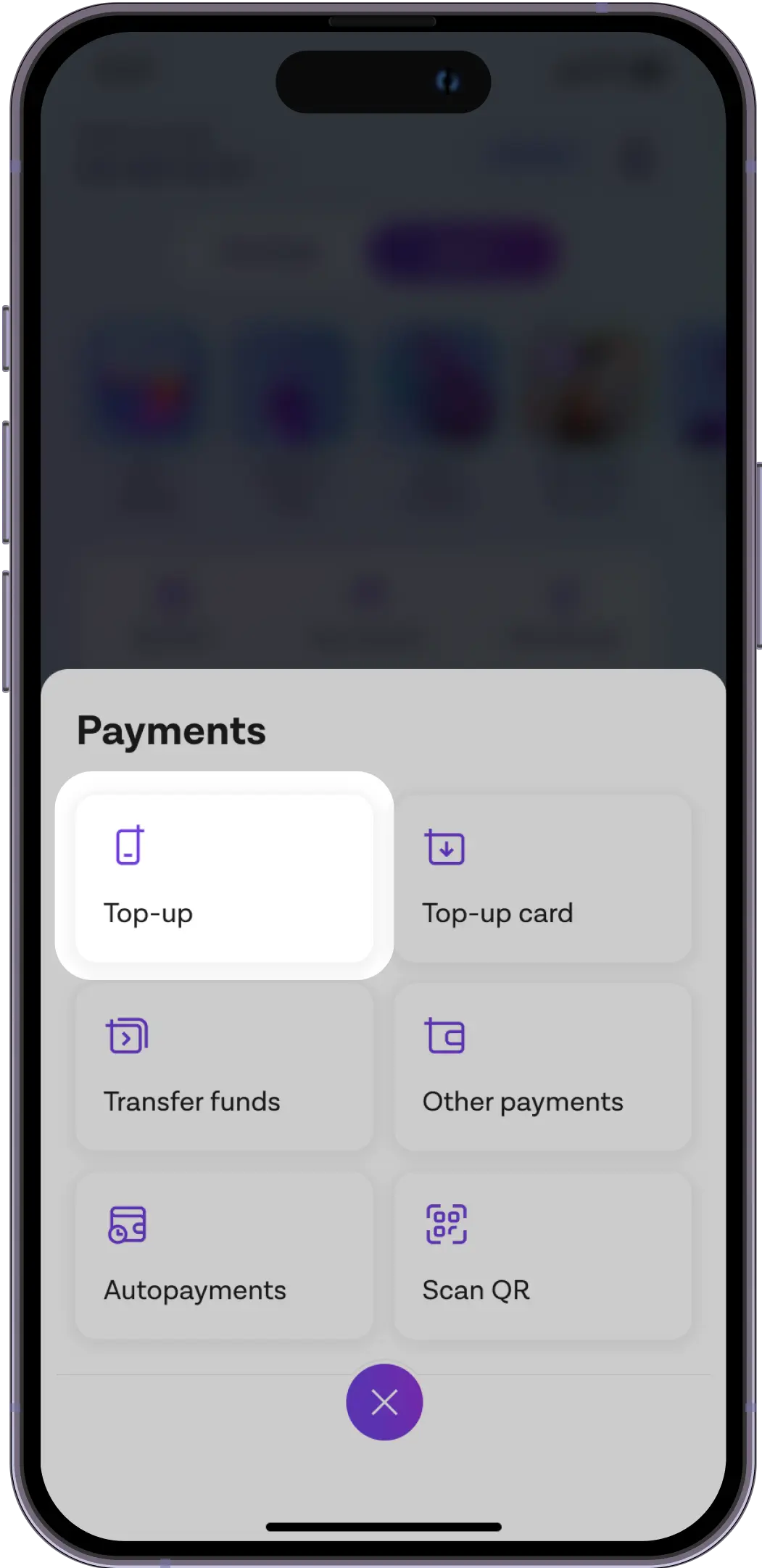 Tap on “Payments”