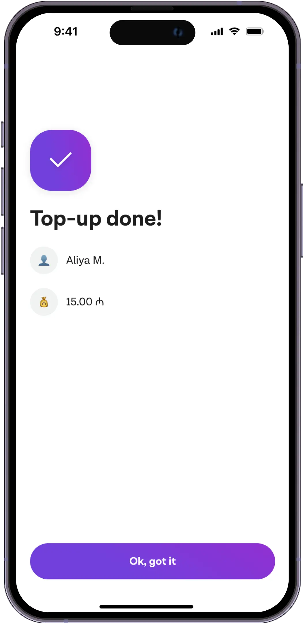 Confirm top up
